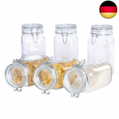 Bormioli 214730 Fido Gläser mit Bügelverschluss 6 teilig | Füllmenge 1,5 L | Lu
