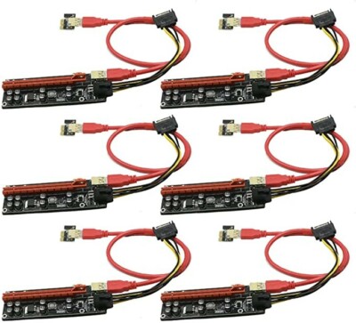 Rivo 6er-Pack PCIe Dual Chip PCI-E 16x bis 1x Powered Riser Adapterkarte, 8 2 LED-