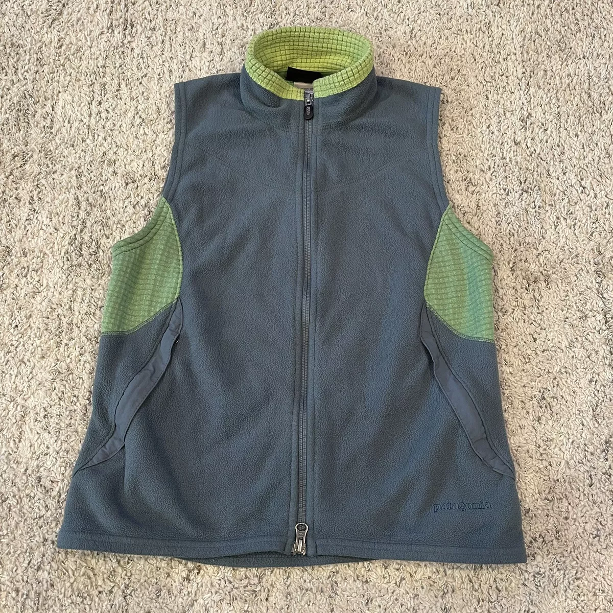 Patagonia Lightweight R4 Grid Fleece Vest Green Womens Made In USA