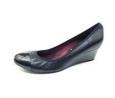 French Sole FS/NY Wedge Pump Cap Toe Black Patent Leather Size US 8