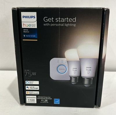 Philips - Hue White A19 Bluetooth 75W Smart LED Starter Kit (A3)
