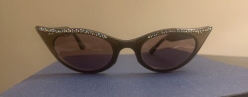 Rare Vintage Cat Eye Sunglasses, 1950s, Rhineston… - image 1