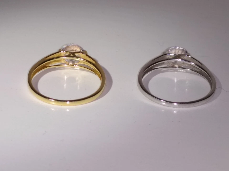 Pair Of 14k Gold - 1 Yellow And 1 White - QVC Diamondique Rings - Size 8 - Image 2 of 4