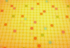 Floral Fabric 1 7/8 Yard SALE Pink Blue Green White on Yellow Cotton Vtg #PC