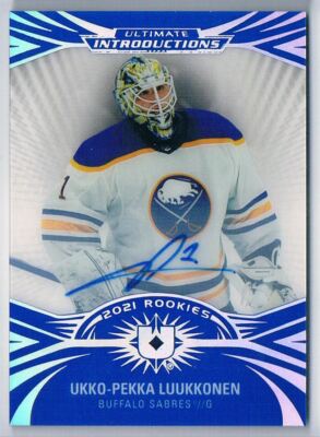 2021-22 ULTIMATE INTRODUCTIONS ROOKIES BLUE AUTO UKKO-PEKKA LUUKKONEN BUFFALO