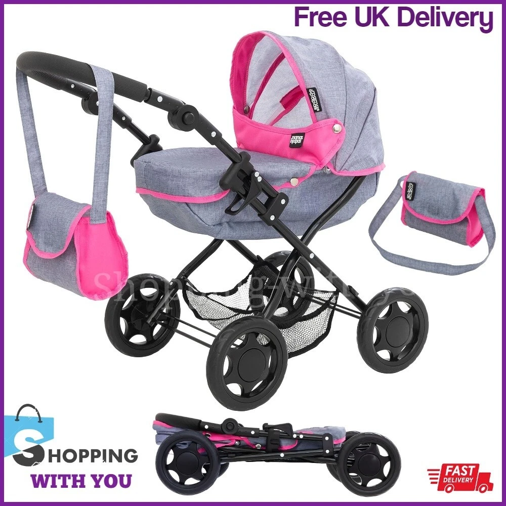 Childrens Baby Pram For Toy Dolls Kids Stroller Deluxe Play Toy