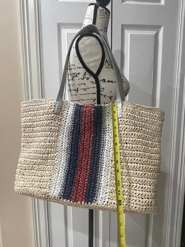 CROCHET STRAW TOTE BAG Boho chic INC AESTHETIC SUMMER BEACHY - Picture 2 of 13