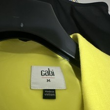 Cabi Women  s Yellow Solid Blazer Jacket Button Front Pockets Mid-Length M