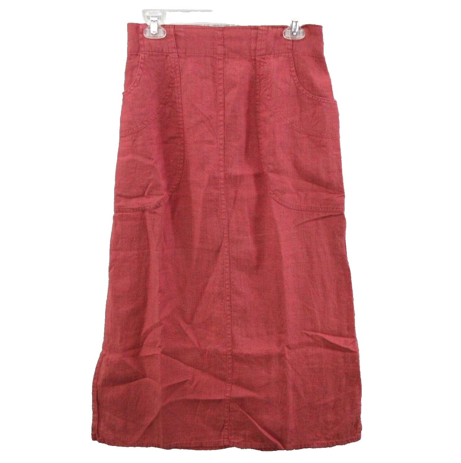 FLAX Designs Linen Skirt Small Maxi Pull-On Elastic Waist With Pockets Vent New
