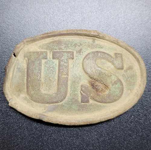 Original Civil War Dug US Boxplate Relic U.S. Cartridge Box Plate Buckle