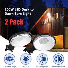 2Pack 100W LED Barn Yard Street Outdoor Security Light Dusk to Dawn Flood Light