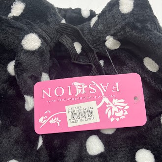 FASHION EXTRA SOFT FLEECE PAJAMAS PANTS SIZE: WOMEN L/XL - BLACK/WHITEPOLKADOTS - Picture 5 of 5