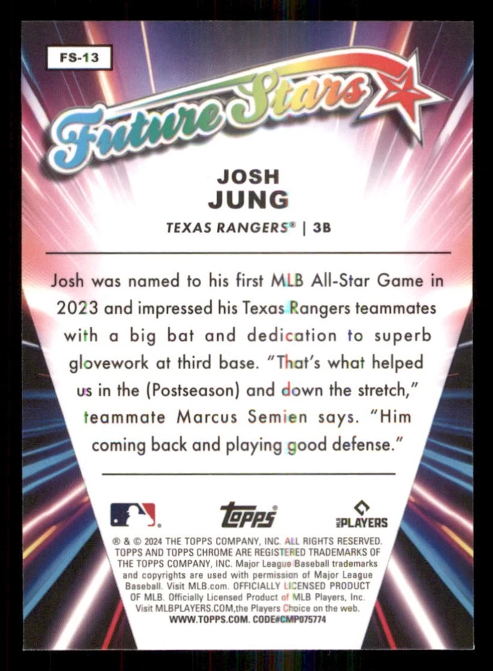 2024 Topps Chrome Future Stars #FS13 Josh Jung - Image 2 of 2