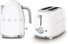 Smeg KLF03WHUK 3kw Kettle/TSF01WHUK 2 Slice Toaster Set in White