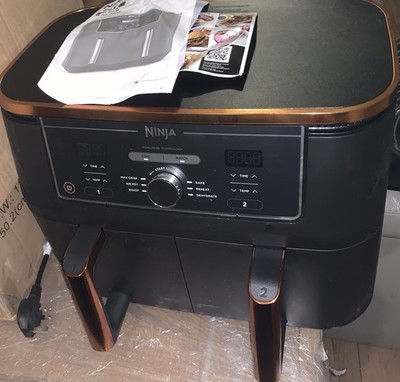 Ninja Foodi Max Dual Zone Air Fryer AF400UK 9,5L Rezeptbuch Kupfer & Schwarz Verpackt
