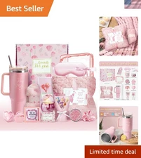 15-Piece Luxury Spa Gift Basket for Women - Flannel Blanket & 40 oz Tumbler