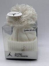 NEWE ONE NIKE JORDAN POM BEANIE TODDLER SIZE 2T-4T WHITE MSRP 26.00