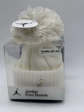 NEWE ONE NIKE JORDAN POM BEANIE TODDLER SIZE 2T-4T WHITE MSRP $26.00