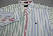 Chaps Ralph Lauren Shirt Mens 17.5 34/35 Long Sleeve Cotton Stripped Button Down