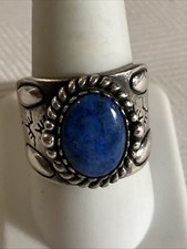 Carolyn Pollack Beautiful Vintage Sterling Silver Blue Denim Lapis Ring Size 9