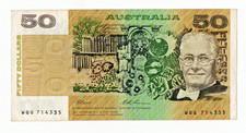 1993  AUSTRALIA  $50 PAPER BANKNOTE - FRASER/JOHNSTON - WQQ 714335 - EXTRA FINE