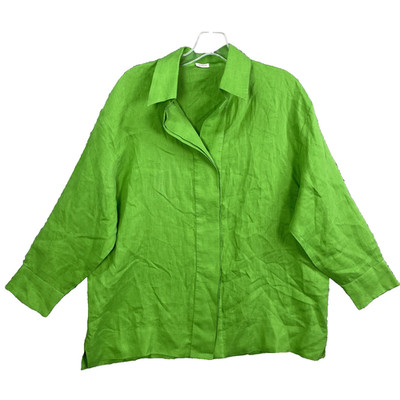 Agnona Linen Top Women's 46 Boxy Boho Chic Minimalist Natural Coastal Made Italy