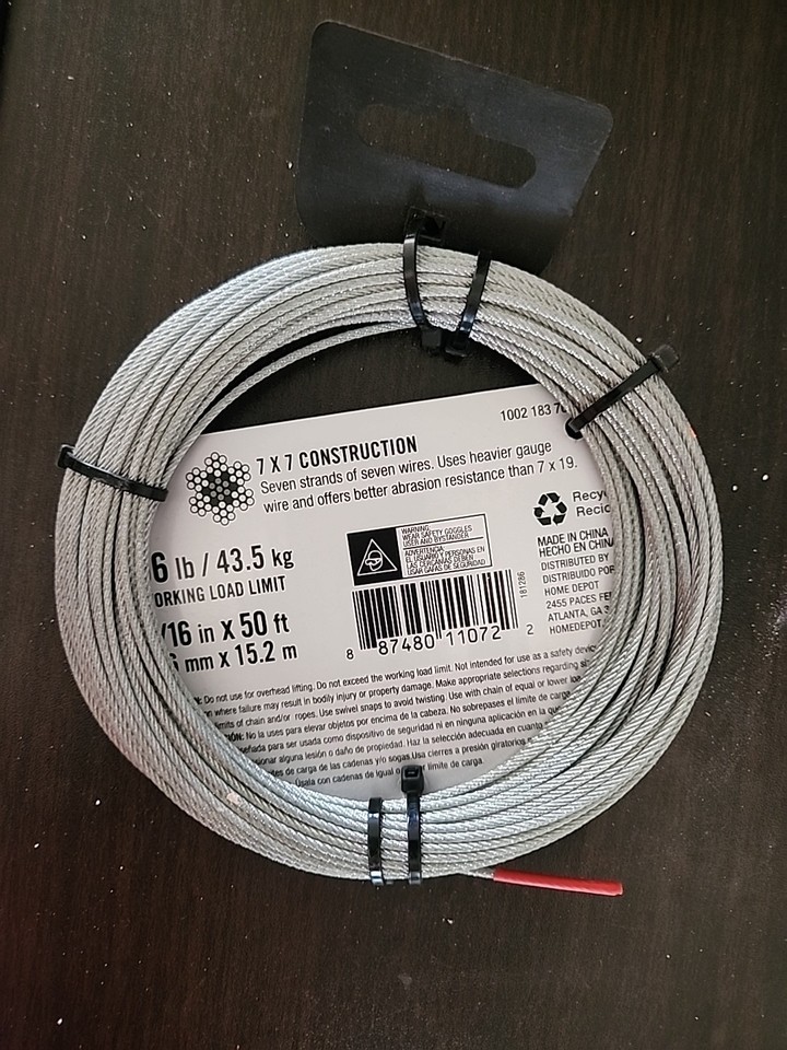 Everbilt 1/16 in. x 50 ft. Galvanized Steel Uncoated Wire Rope 96 LB ...