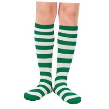 Kids Soccer Socks Knee High Socks for 4-6 Years Green White Stripes Toddler