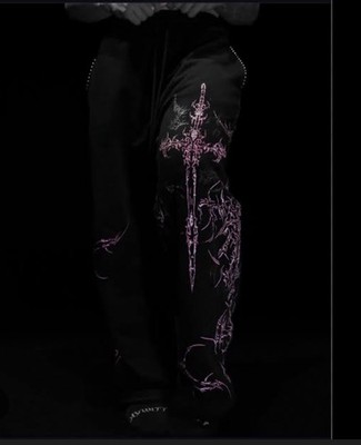 BreatheDivinityWomen's Widow's Blade RhinestoneUncuffed luxurysweatpants [BLACK]
