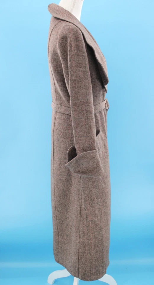 复古女式 20 年代米色大衣带大领腰带 M 码 1920 年代运动外套 — 第 3/4 张图片