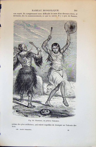 Antique Old Print Chamans Pretres Yakoutes 1880 Human Races Humaines Figuier