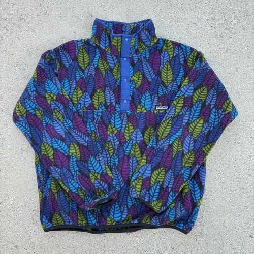 Vtg Patagonia Synchilla Fleece Snap T Pullover Leaf Men's L USA Rare