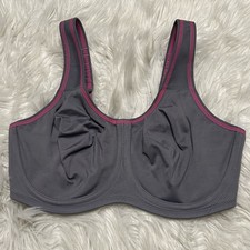 Wacoal 34DD Sports Bra Gray Simone Maximum Support 855170 Underwire