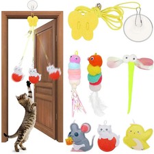 Cat Hanging Toy Elastic Adjustable Rope with Bell Interactive Kitten Toy Dragonf