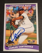 Carlos Contreras Signed 2015 Choice Louisville Bats Card Cincinnati Reds