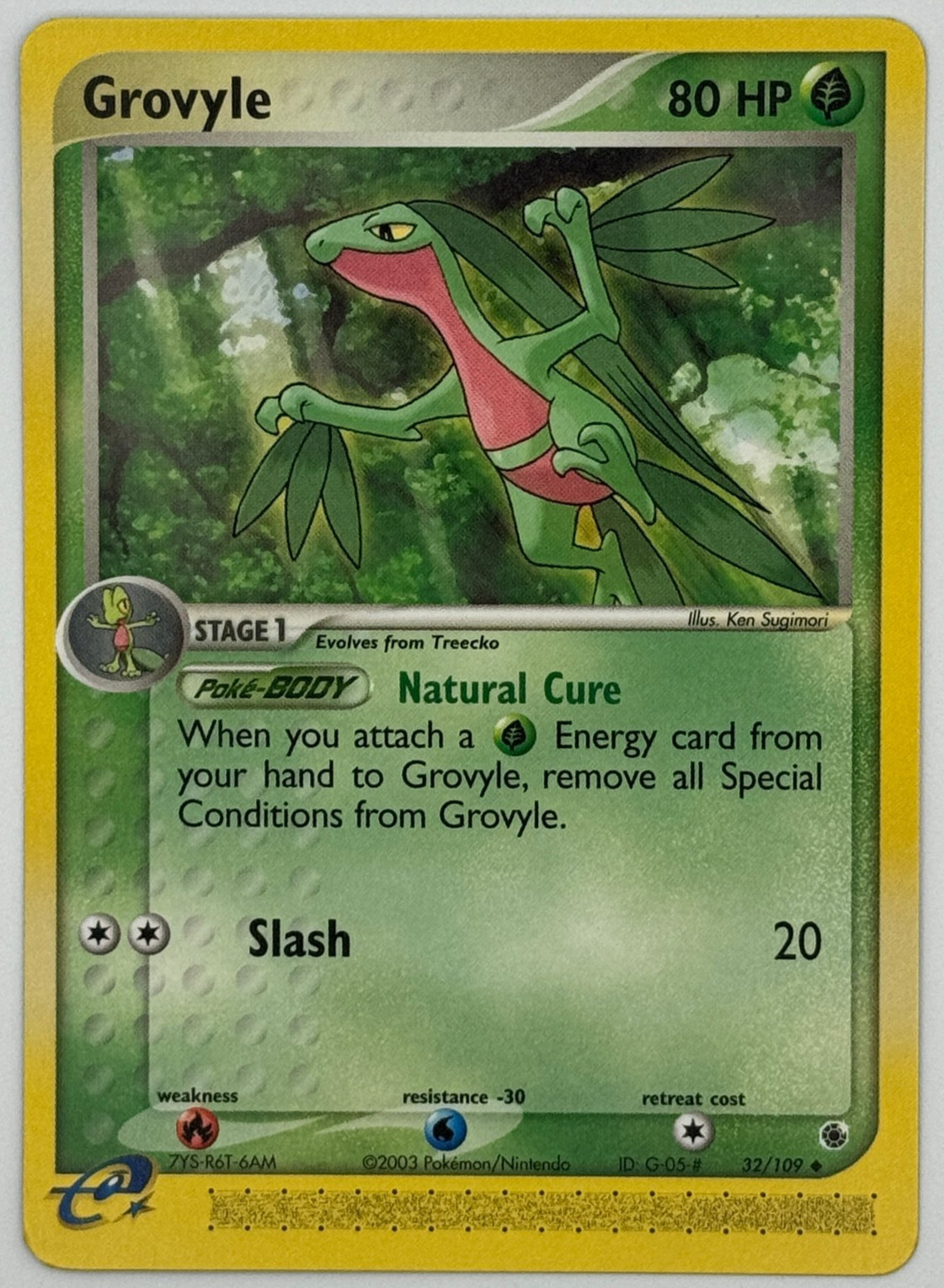 Grovyle 32/109 - Ruby & Sapphire Non Holo - Pokemon Card TCG Uncommon Card - NM