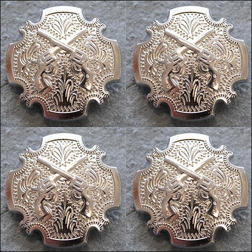 HILASON Set of 2 Screw Back Concho Cross Gun Shooting Bling Silver Saddle