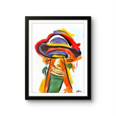 Original Acrylic Abstract UFO Getting Coffee Pop Art Inspired Vibrant Colors