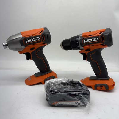 #ad #ad RIDGID 18V Brushless Cordless Hammer Drill and Impact Driver 2AH Battery $129.99