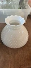 Vintage White Milk Glass Hobnail Hurricane Lamp Shade 7 7/8" Fitter  5 1/2" Tall