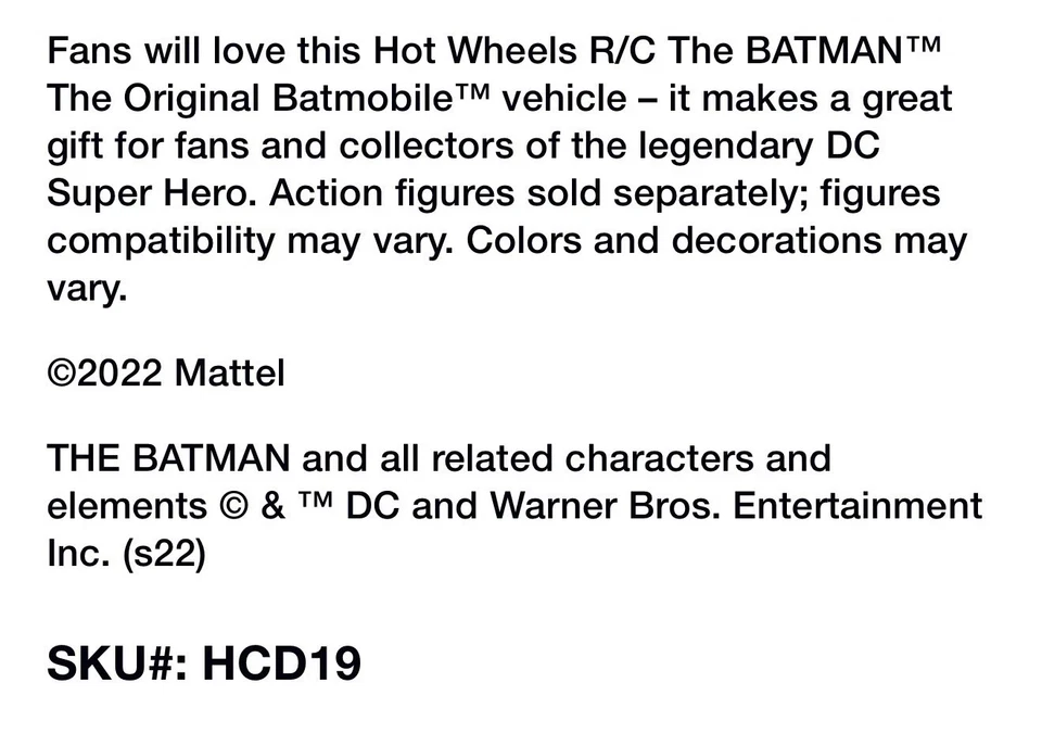 The BATMAN The Original Batmobile R/C Mattel Creations Hot Wheels Collectors New - Image 4 of 4