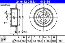 2x Bremsscheibe ATE 24.0112-0186.1 für FREELANDER L359 LANDROVER VAN eD4 SD4 4x4