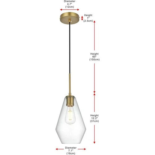 Living District LD2260SG Gene 1 Light 7 inch Satin Gold Pendant Ceiling Light - Picture 9 of 10