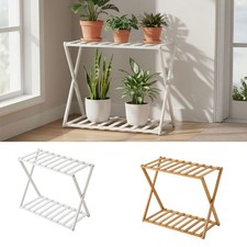 Bamboo Plant Stand Shelf Flower Display Rack for Desktop Indoor Outdoor Balcony