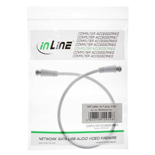 Thumbnail - Inline Sat-anschlusskabel, 2x Geschirmt, 2x F-stecker, >75db, Weiß,