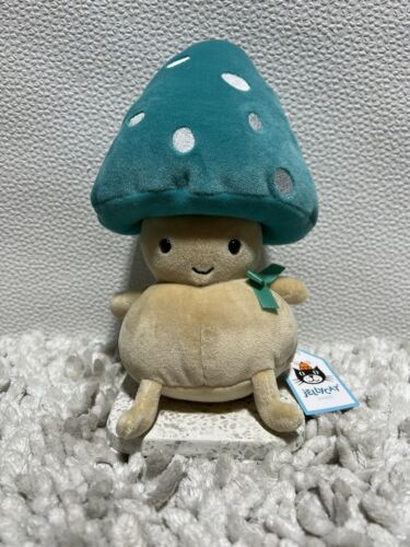 NEW Jellycat Fun-Guy Bertie Blue Beige Soft Toy Comforter Mushroom Fun Guy BNWT - Picture 2 of 9