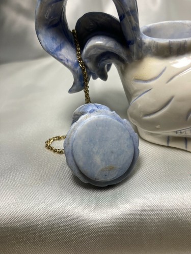 Nini Rooster Teapot with Chain Hand Painted White & Blue - Picture 4 of 7