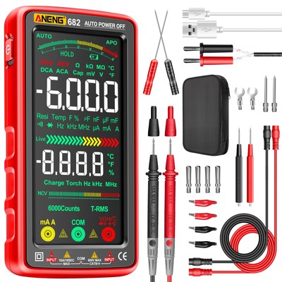 Multimeter Tester Color LCD TRMS Auto-Ranging 6000 Counts Voltmeter Smart Rec...