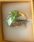 Vibrant Green Peridot Gemstone & Enamel Sterling Silver 925 Ring — photo 6