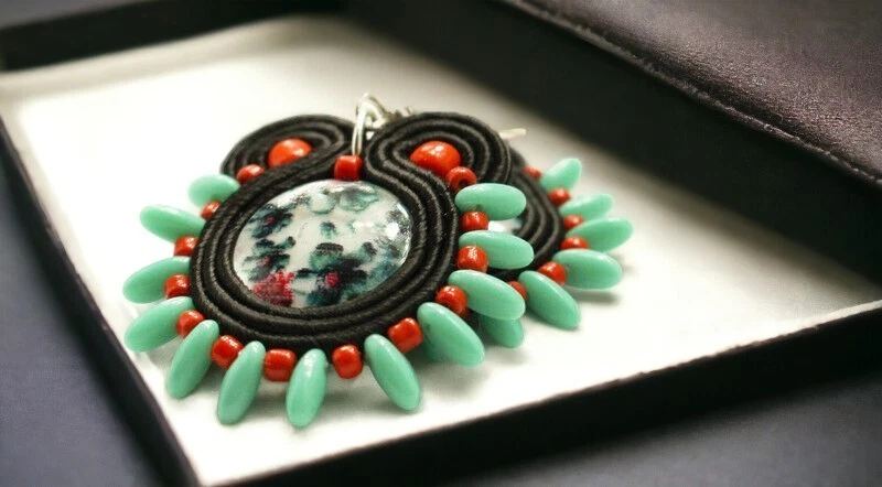 Ohrringe Technik soutache Kunsthandwerk - Bild 2 von 2